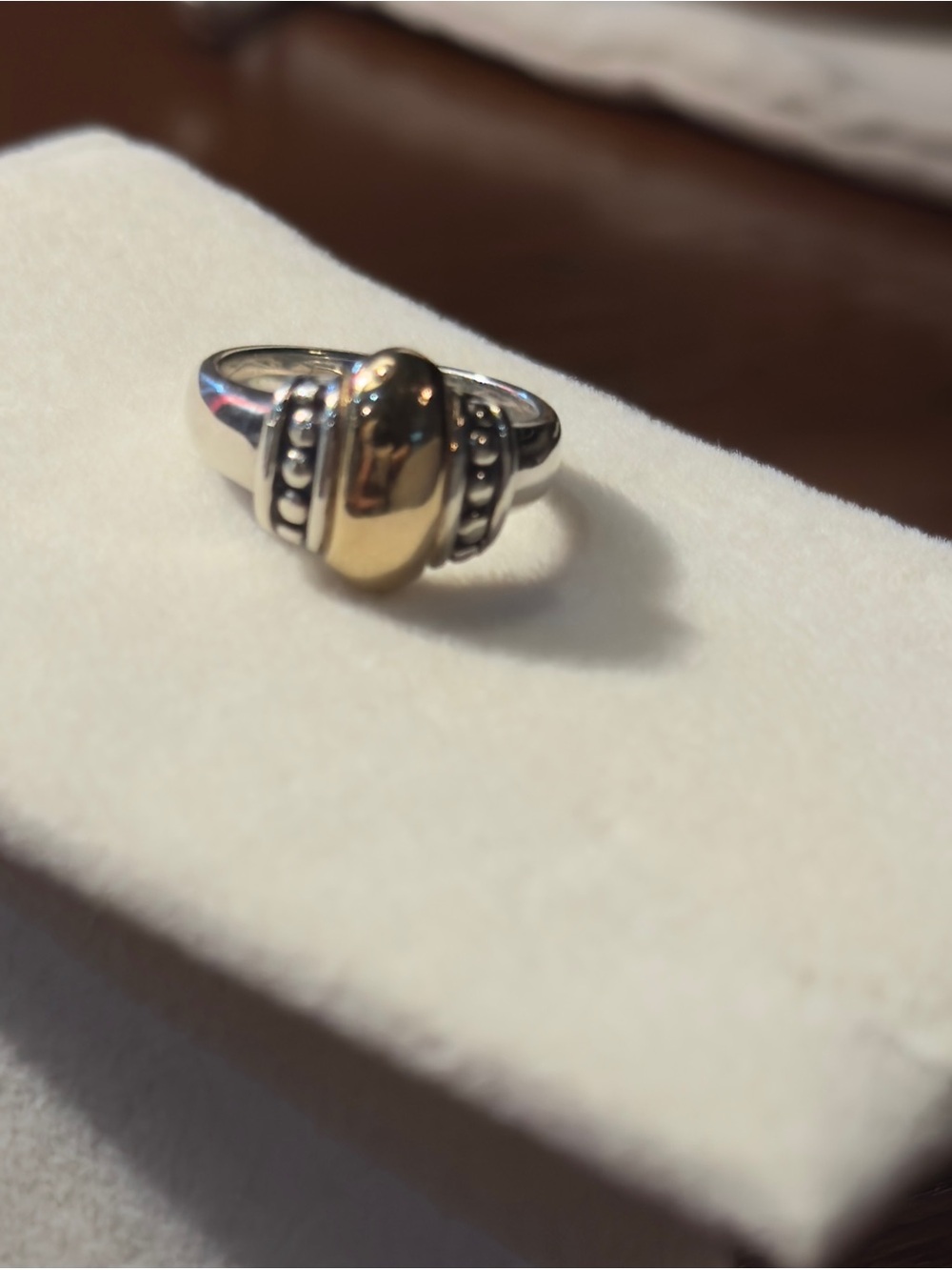 RETIRED James Avery Sterling Silver Beaded Ring with Solid 14K Gold Dome - 6